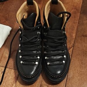 Rag & Bone Black Leather Lace-Up Boots